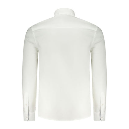 North Sails White Cotton Men Shirt, back view showcasing long sleeves and tailored fit.