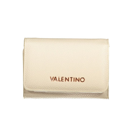 Mario Valentino Beige Polyethylene Wallet with logo, 3 compartments, coin purse, card spaces, zip, automatic closure, recycled materials