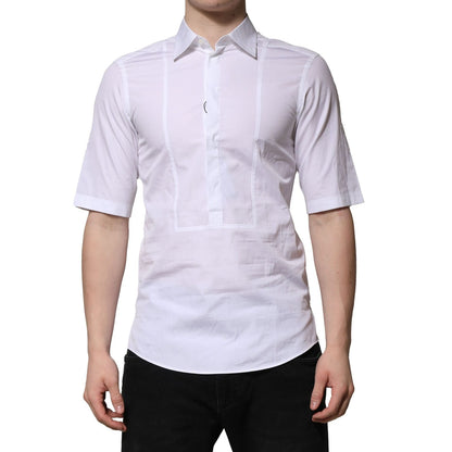 Dolce & Gabbana White Cotton Short Sleeves Men Formal Shirt