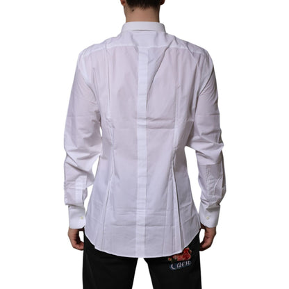 Dolce & Gabbana White Cotton GOLD Long Sleeves Formal Shirt