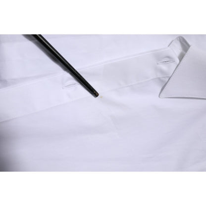 Dolce & Gabbana White Cotton GOLD Long Sleeves Formal Shirt