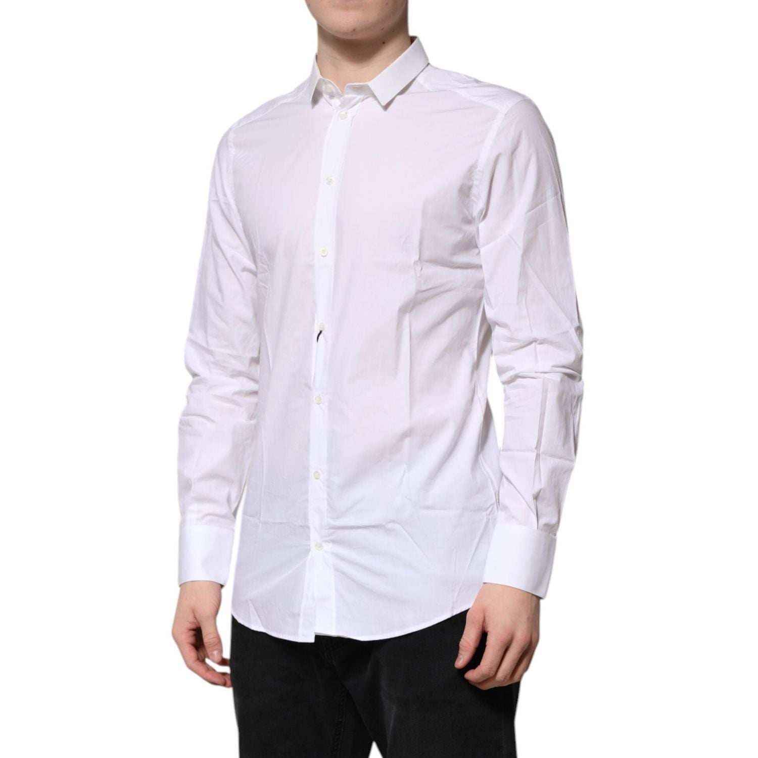 Dolce & Gabbana White Cotton GOLD Long Sleeves Formal Shirt
