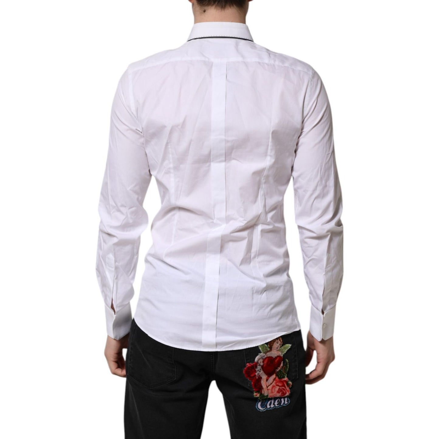 Dolce & Gabbana White Cotton GOLD Long Sleeves Formal Shirt TSH906854-39