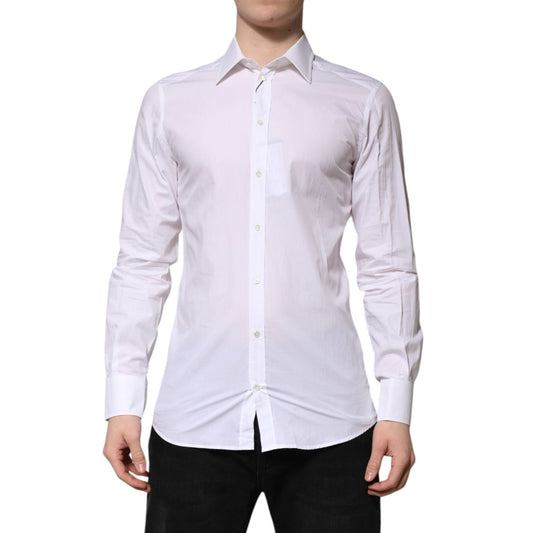 Dolce & Gabbana White GOLD Long Sleeves Dress Men Formal Shirt