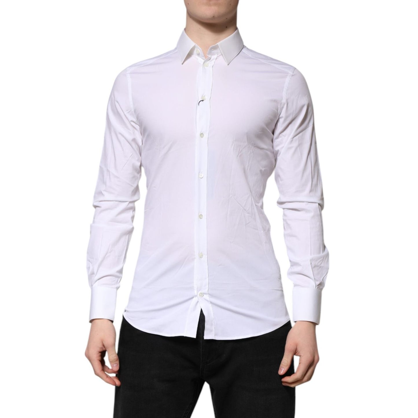 Dolce & Gabbana White GOLD Long Sleeves Dress Formal Shirt
