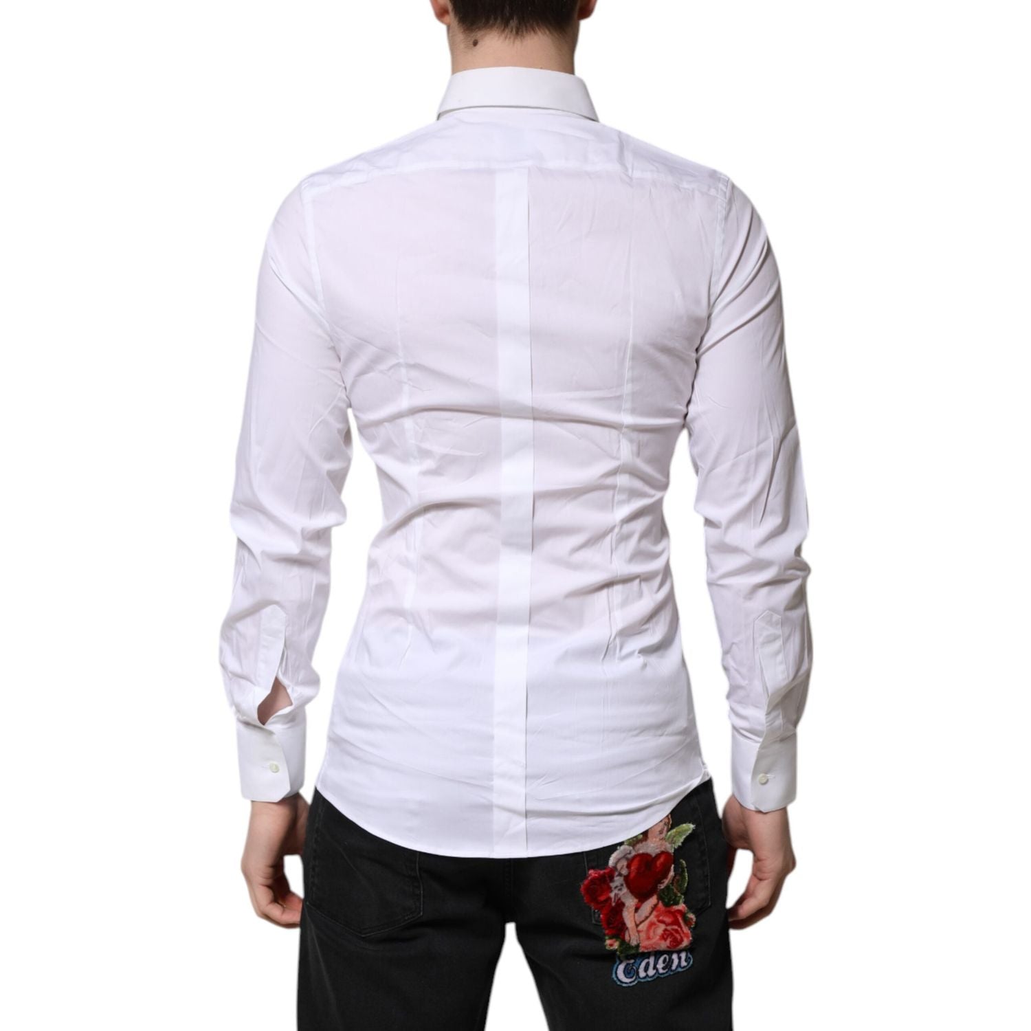 Dolce & Gabbana White GOLD Long Sleeves Dress Formal Shirt