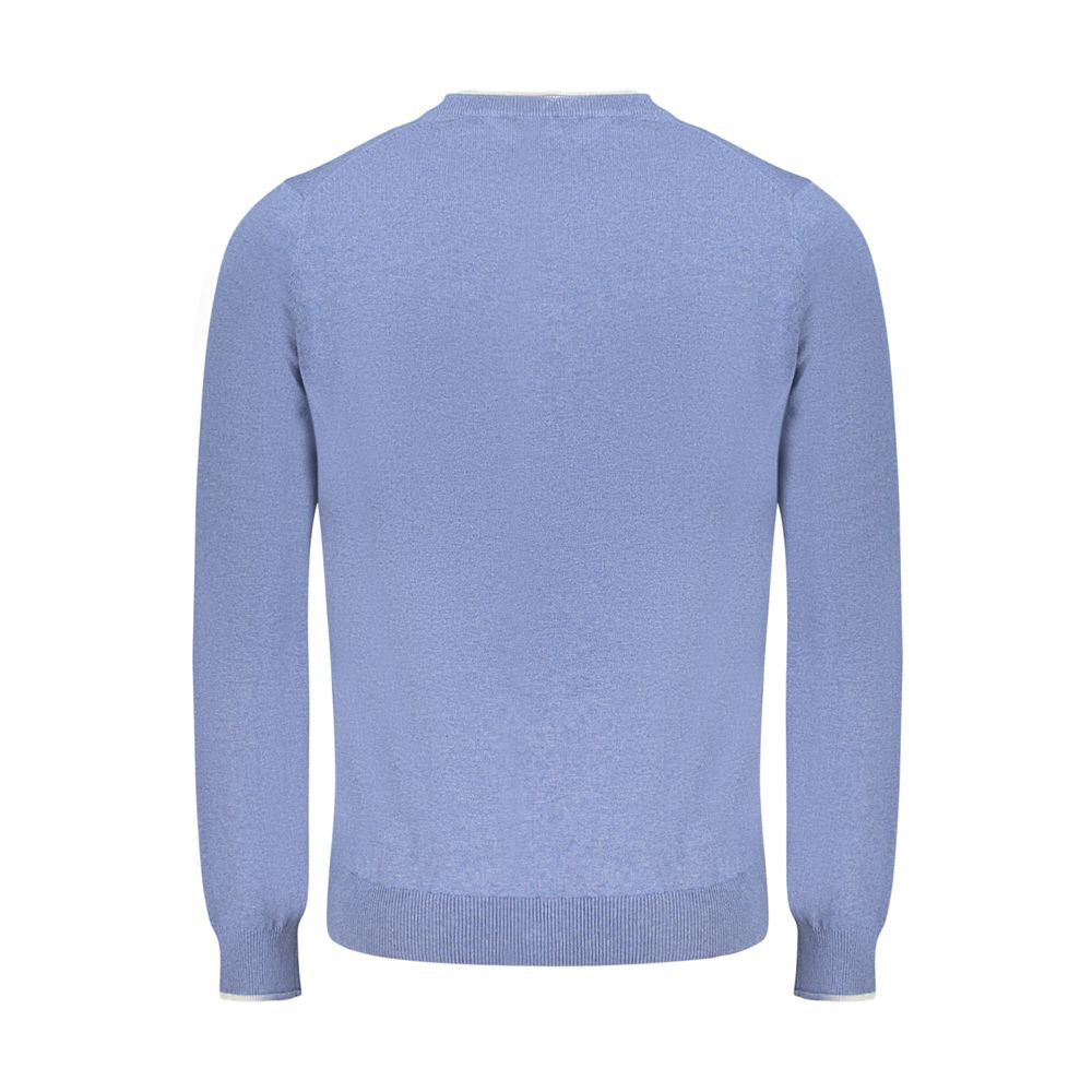 Back view of North Sails Blue Cotton Men Sweater with premium cotton and bold class design.