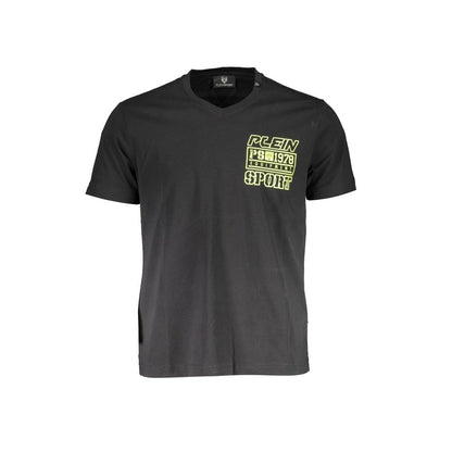 Plein Sport Black Cotton Men T-Shirt with bold print and signature logo