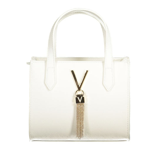 Mario Valentino White Polyethylene Women Handbag with twin handles and iconic logo detailing.