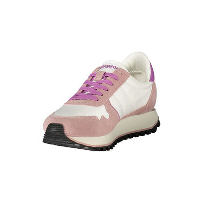 Blauer White Leather Women Sneaker with pink accents and bold details