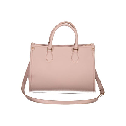 Mario Valentino Pink Polyethylene Handbag with handles, adjustable strap, internal pocket, phone space, protective feet, and zip closure.