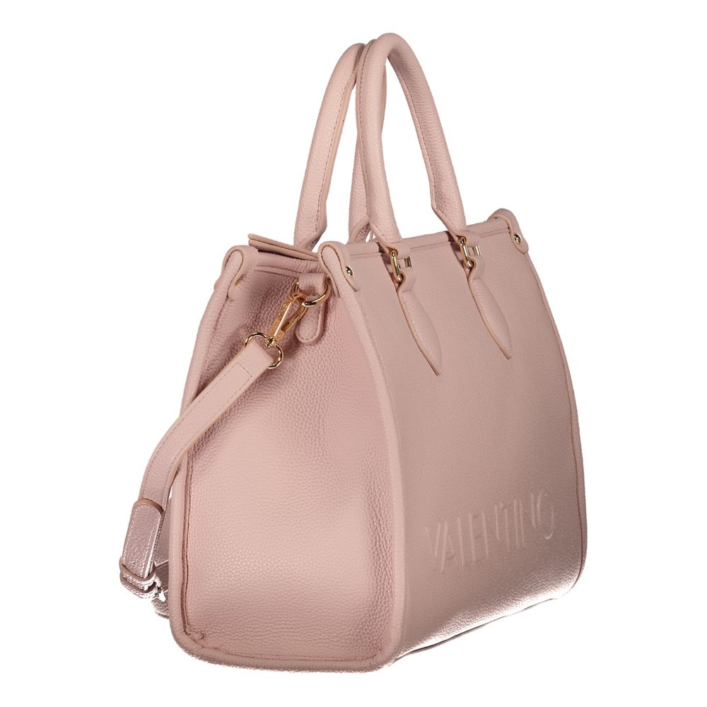 Mario Valentino Pink Polyethylene Handbag with 2 Handles, Adjustable Strap, Internal Pockets, and Zip Closure