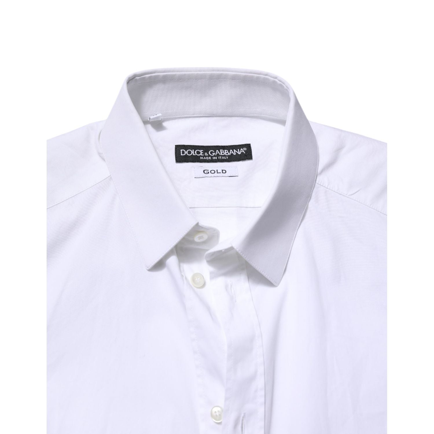 Dolce & Gabbana White GOLD Cotton Dress Formal Shirt