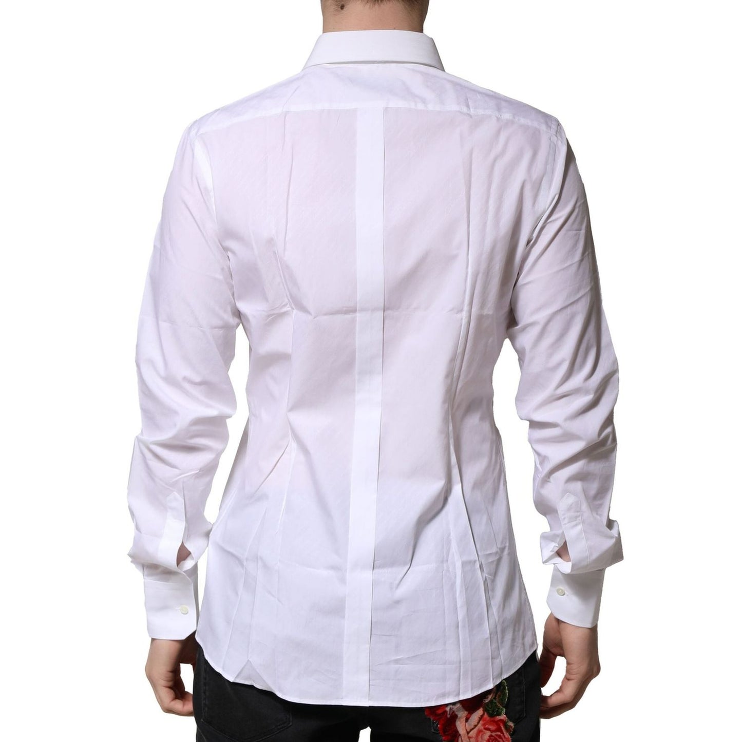 Dolce & Gabbana White GOLD Cotton Long Sleeves Men Formal Shirt