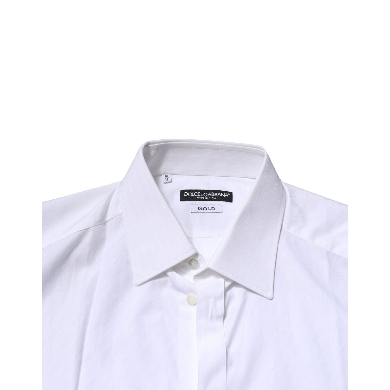 Dolce & Gabbana White GOLD Cotton Long Sleeves Men Formal Shirt