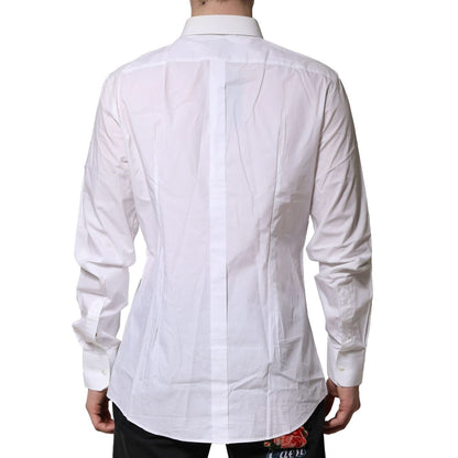 Dolce & Gabbana White GOLD Cotton Men Dress Formal Shirt