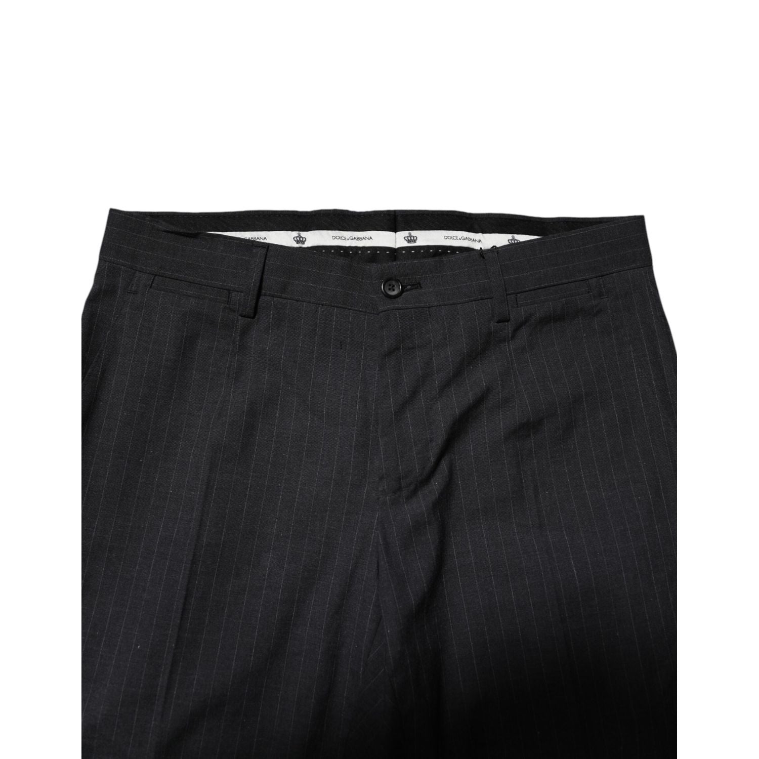 Dolce & Gabbana Gray Striped Cotton Formal Pants