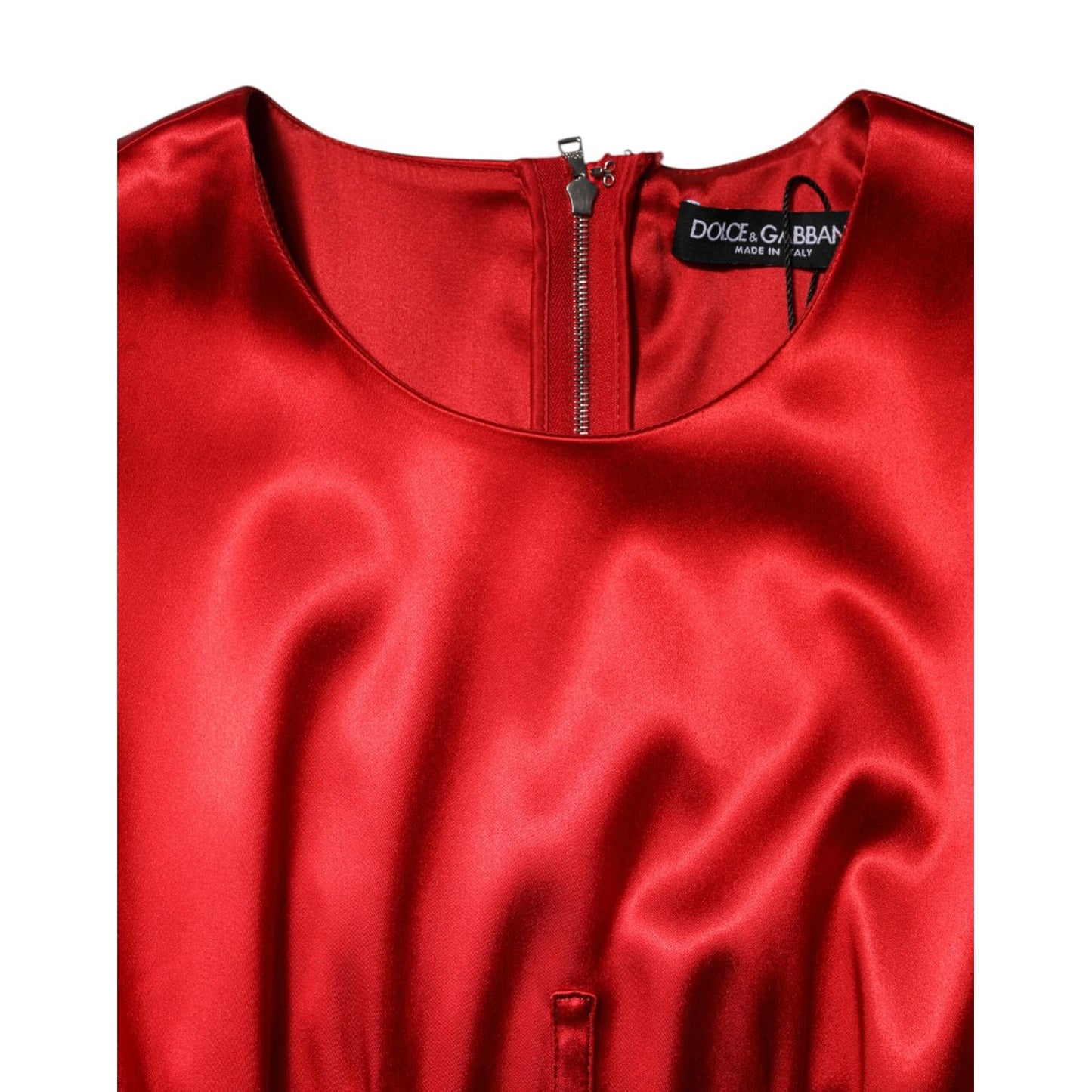 Dolce & Gabbana Red Acetate Sleeveless Sheath Midi Dress