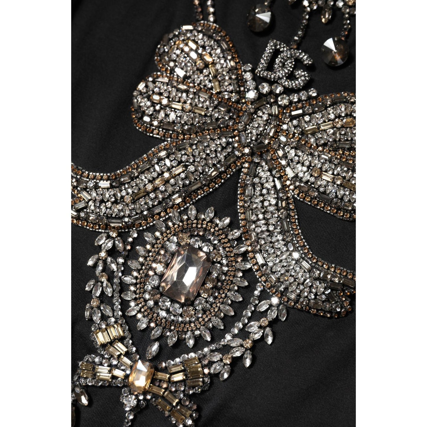 Dolce & Gabbana Black Cotton Rhinestone Embellished Tank Top