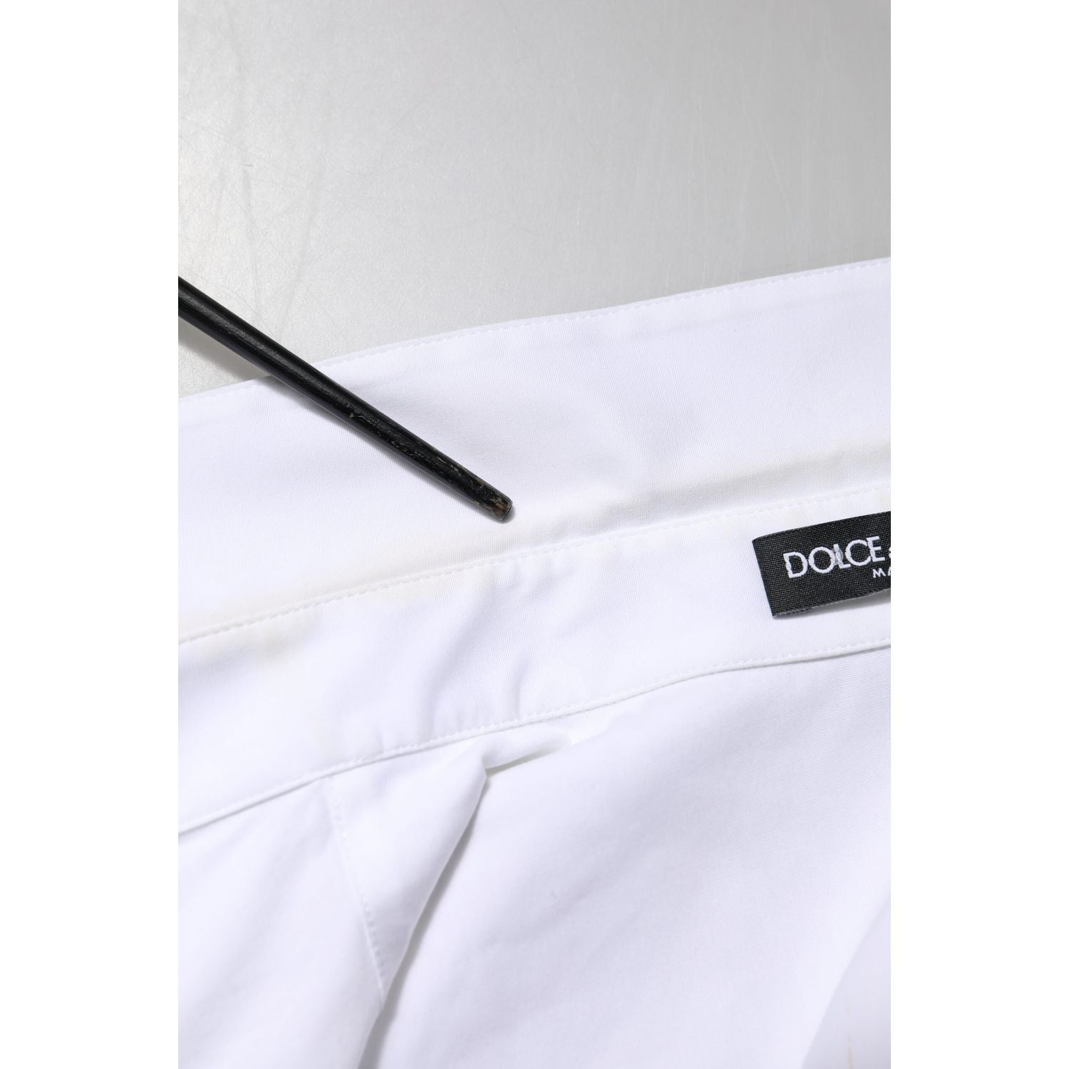 Dolce & Gabbana White Cotton Collared Long Sleeves Blouse Top