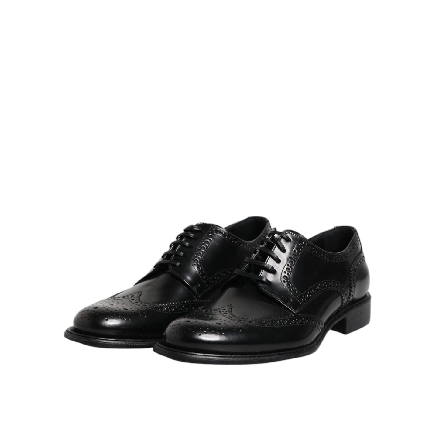 Dolce & Gabbana Black Leather Derby Wingtip Formal Shoes MV7256-41