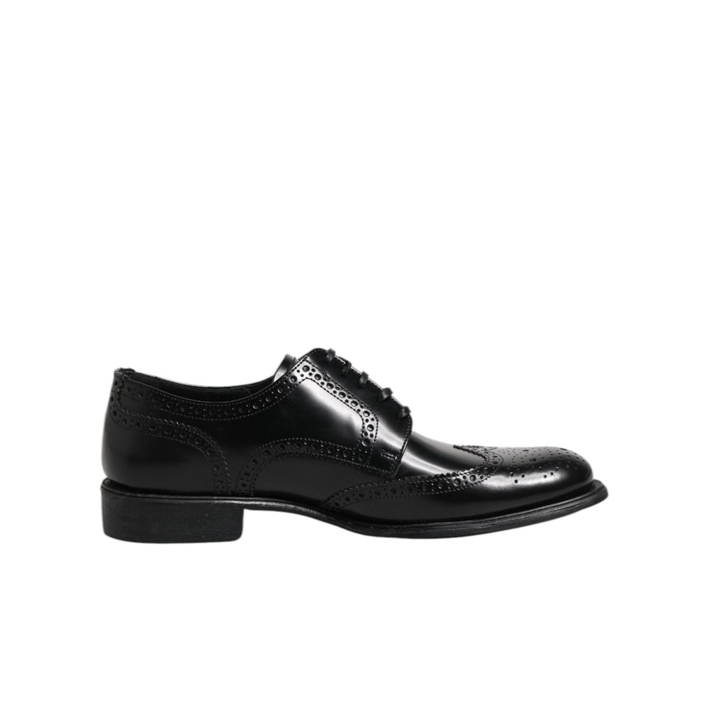 Dolce & Gabbana Black Leather Derby Wingtip Formal Shoes MV7256-41