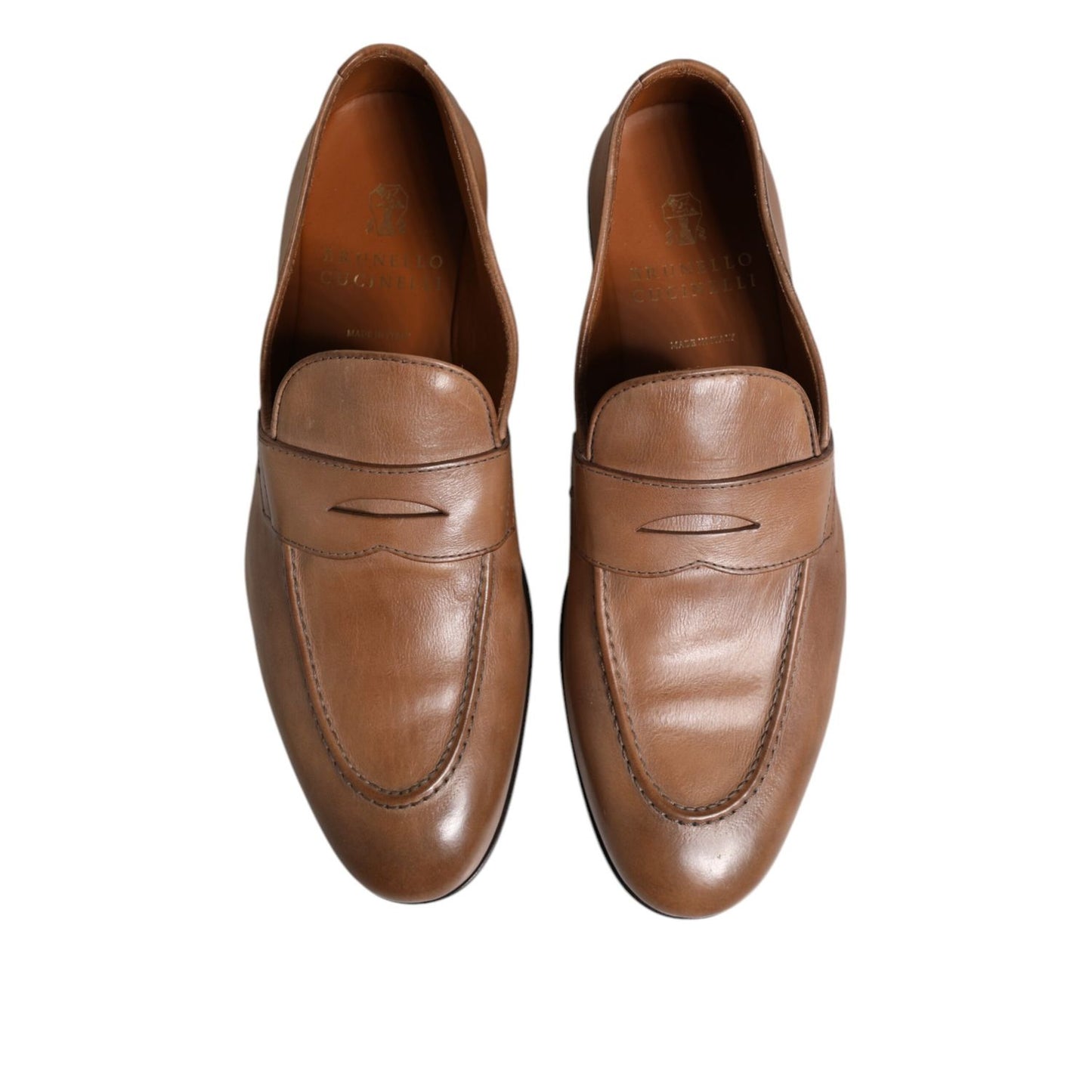 Brunello Cucinelli Brown Leather Loafer Dress Formal Shoes