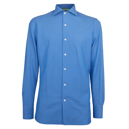 Made in Italy Blue Cotton Men's Shirt - Long sleeve Loro Piana shirt in rich blue hue, 100% cotton, classic button closure, Italian craftsmanship