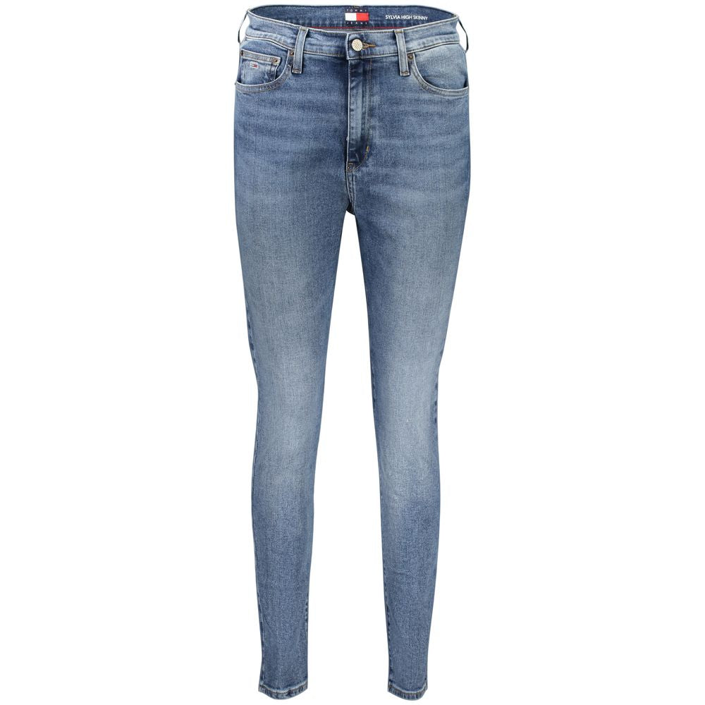 Tommy Hilfiger Blue Cotton Women's Skinny Jean featuring washed effect and classic 5-pocket design.