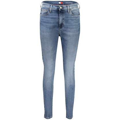 Tommy Hilfiger Blue Cotton Women's Skinny Jean featuring washed effect and classic 5-pocket design.