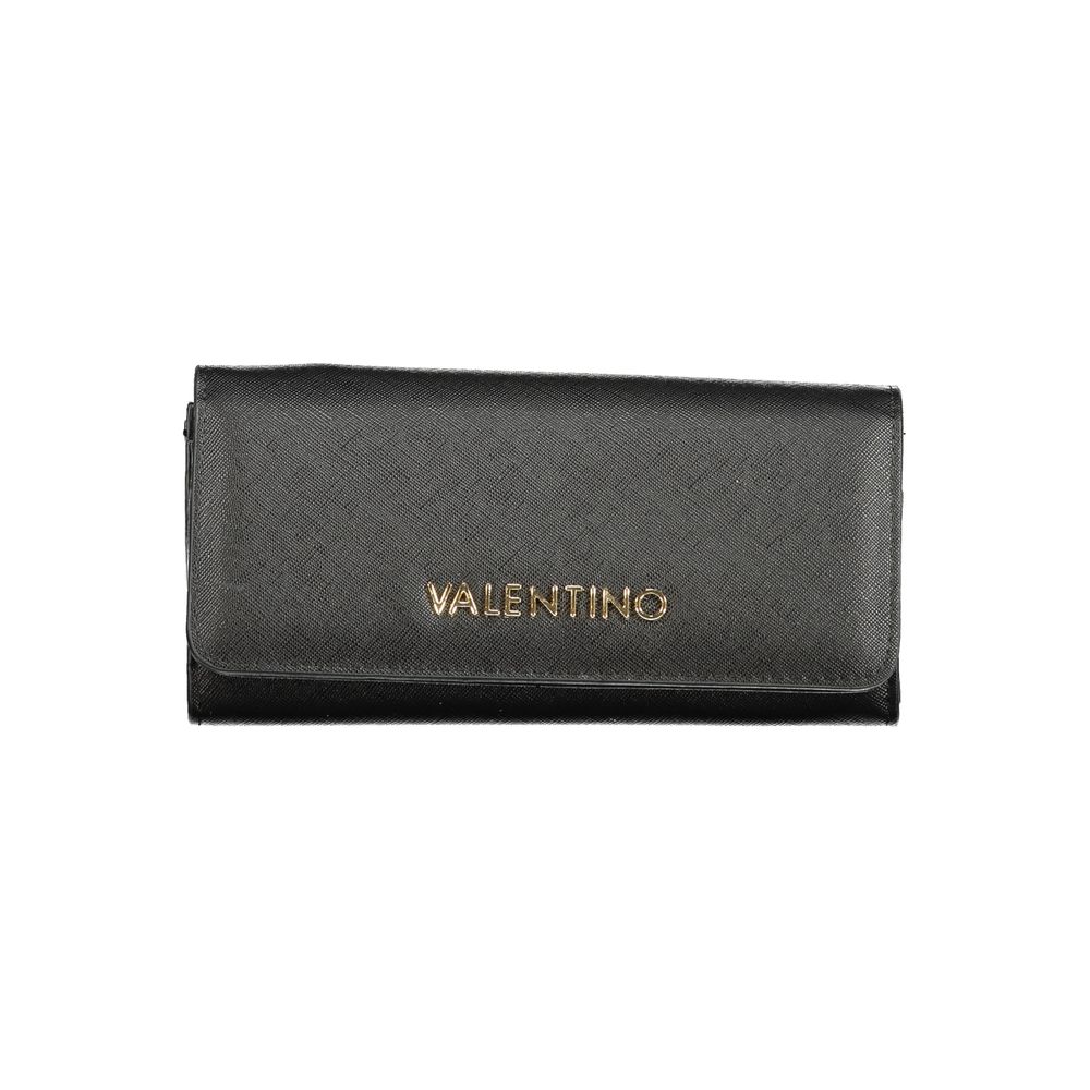 Mario Valentino Black Polyethylene Wallet with logo, 3 compartments, coin purse, card slots, zip and automatic closure.