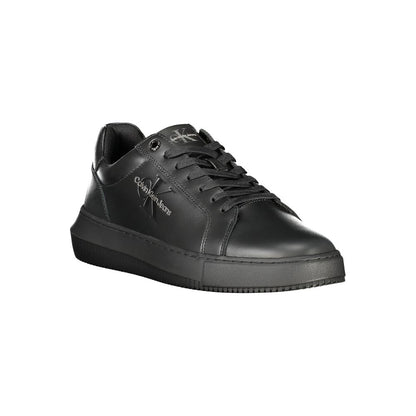 Calvin Klein Black Polyester Sneaker with laces, print, contrasting details, removable footbed, logo, eco-friendly materials.