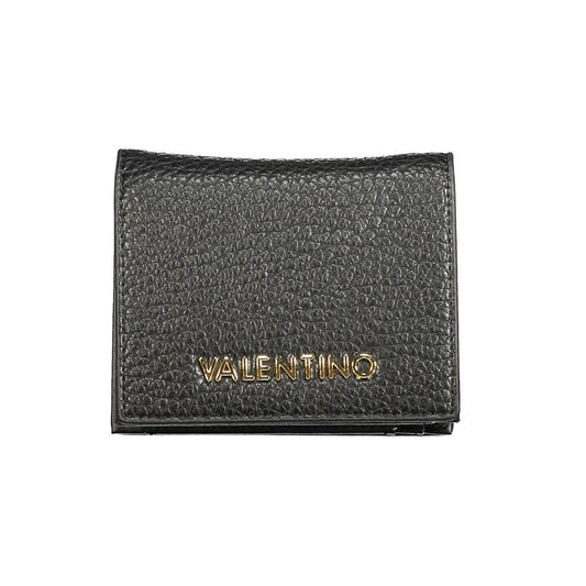 Mario Valentino Black Polyethylene Wallet with coin purse, card spaces, automatic closure, logo, and recycled materials.