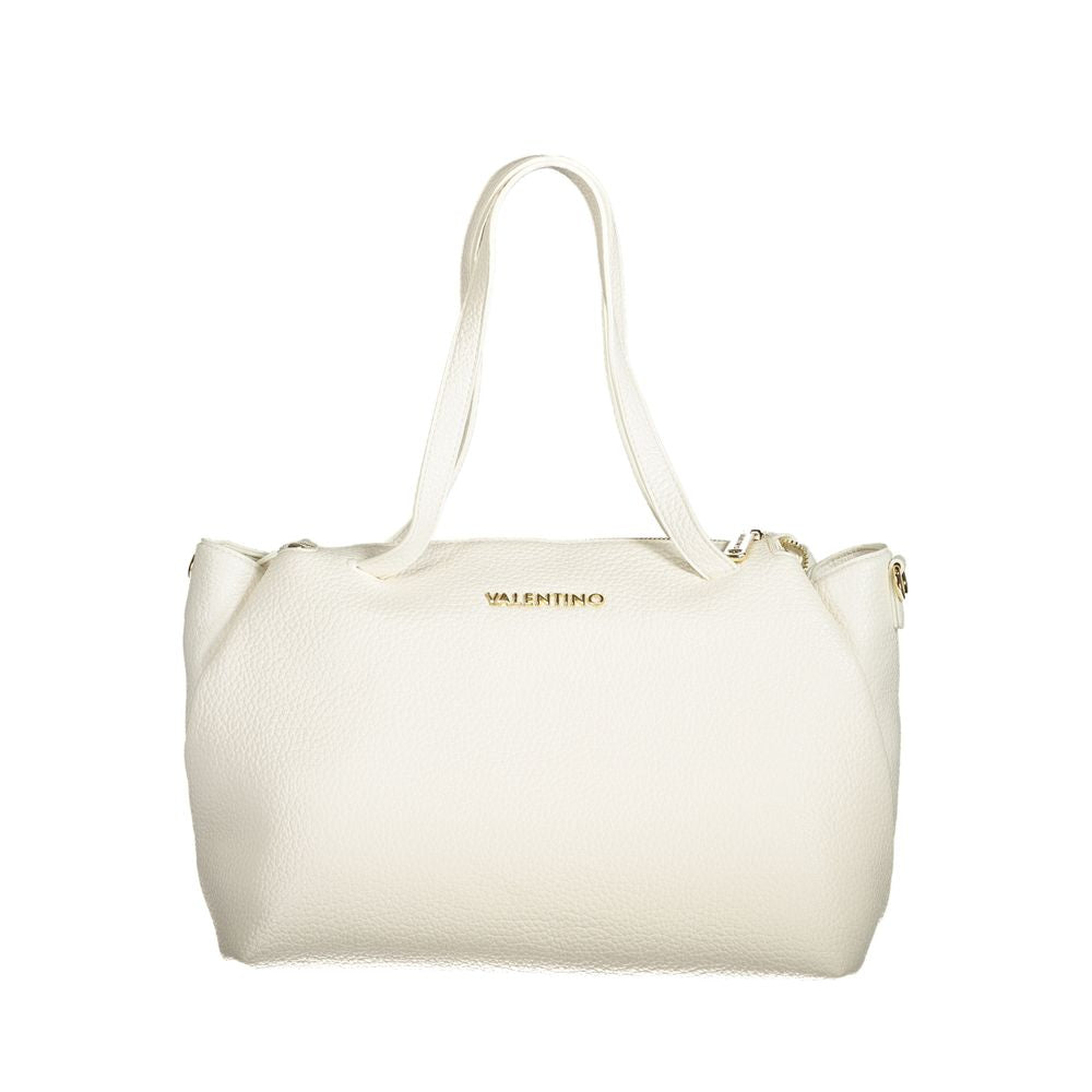 Mario Valentino White Polyethylene Women Handbag with dual handles and detachable strap.
