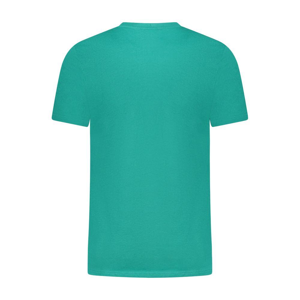 Back view of Cavalli Class Green Cotton T-Shirt with short sleeves and crew neck design.