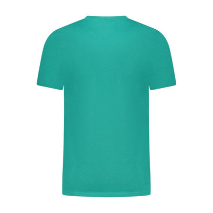 Back view of Cavalli Class Green Cotton T-Shirt with short sleeves and crew neck design.