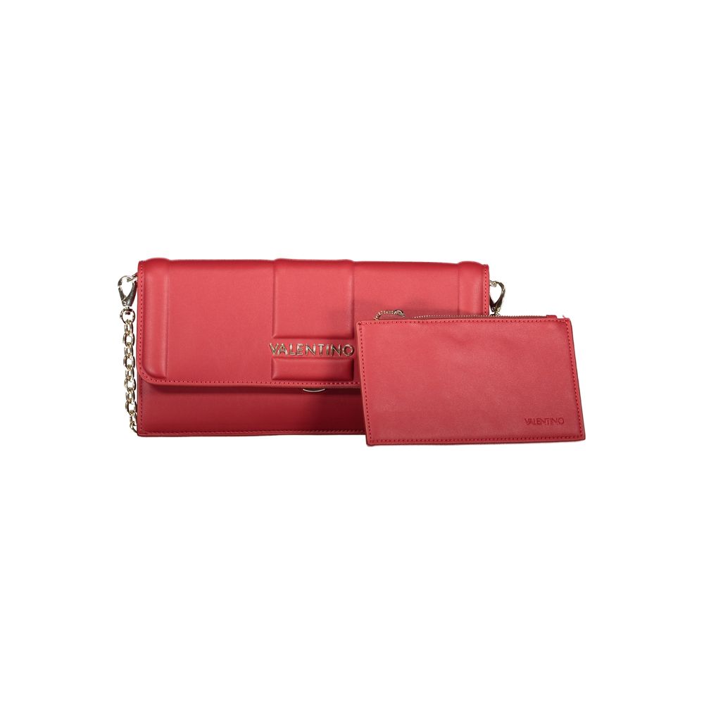 Mario Valentino Red Polyethylene Women Handbag with chain strap and detachable pouch