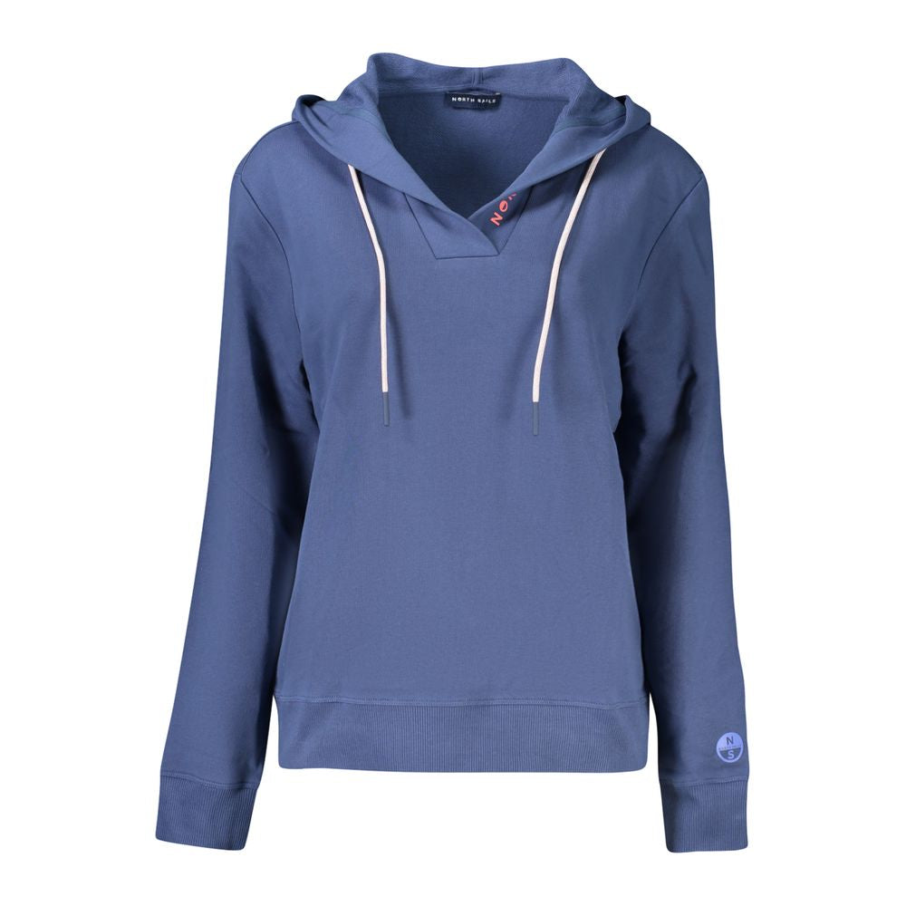 North Sails Blue Cotton Women Sweater with hood and long sleeves