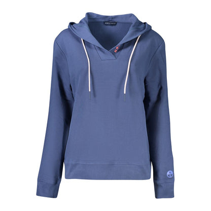 North Sails Blue Cotton Women Sweater with hood and long sleeves