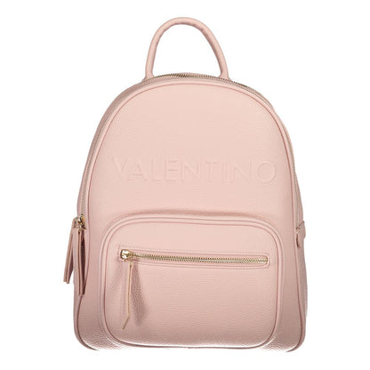 Alt Tag: Mario Valentino Pink Polyethylene Handbag with adjustable shoulder straps and external pocket, featuring logo and zip closure.