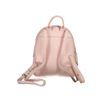 Back view of Mario Valentino Pink Polyethylene Handbag with adjustable straps and zip closure