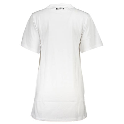 Back view of Cavalli Class White Cotton Women Dress showing short sleeves and elegant tailoring