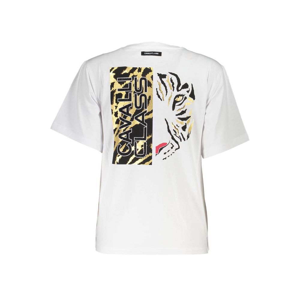 Cavalli Class White Cotton T-Shirt