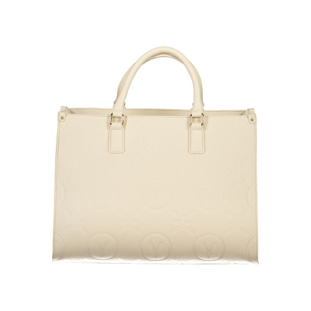 Mario Valentino Beige Polyethylene Women Handbag with dual handles and adjustable shoulder straps