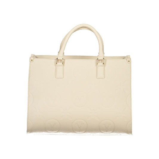 Mario Valentino Beige Polyethylene Women Handbag with dual handles and adjustable shoulder straps