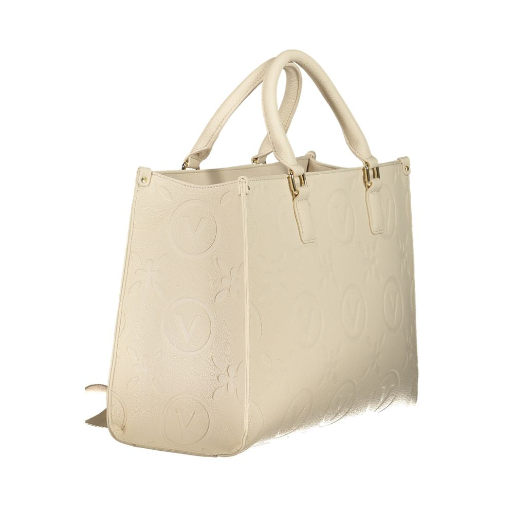 Elegant Mario Valentino Beige Polyethylene Women Handbag with dual handles and adjustable straps, showcasing chic design and functionality.