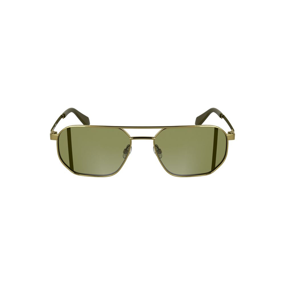 Calvin Klein Gold Metal Men Sunglass with green square lenses and sleek design, perfect for stylish protection.