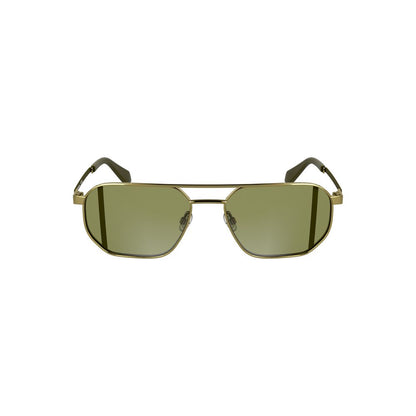 Calvin Klein Gold Metal Men Sunglass with green square lenses and sleek design, perfect for stylish protection.