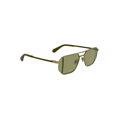 Calvin Klein Gold Metal Men Sunglass with green square lenses and sleek frame, ideal for modern style and luxury fashion enthusiasts.