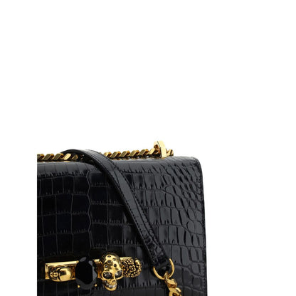 Alexander McQueen Black Calf Leather Bos Taurus Shoulder Bag